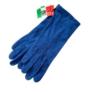 NWT Vintage Anne Klein Suede Gloves Blue Size 7